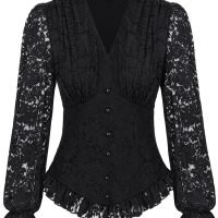 Scarlet Darkness Women's Medieval Shirt with Lace Gothic Shirt