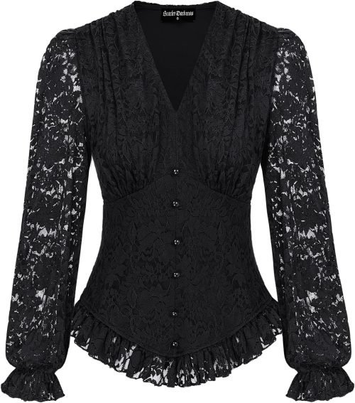 Scarlet Darkness Women's Medieval Shirt with Lace Gothic Shirt