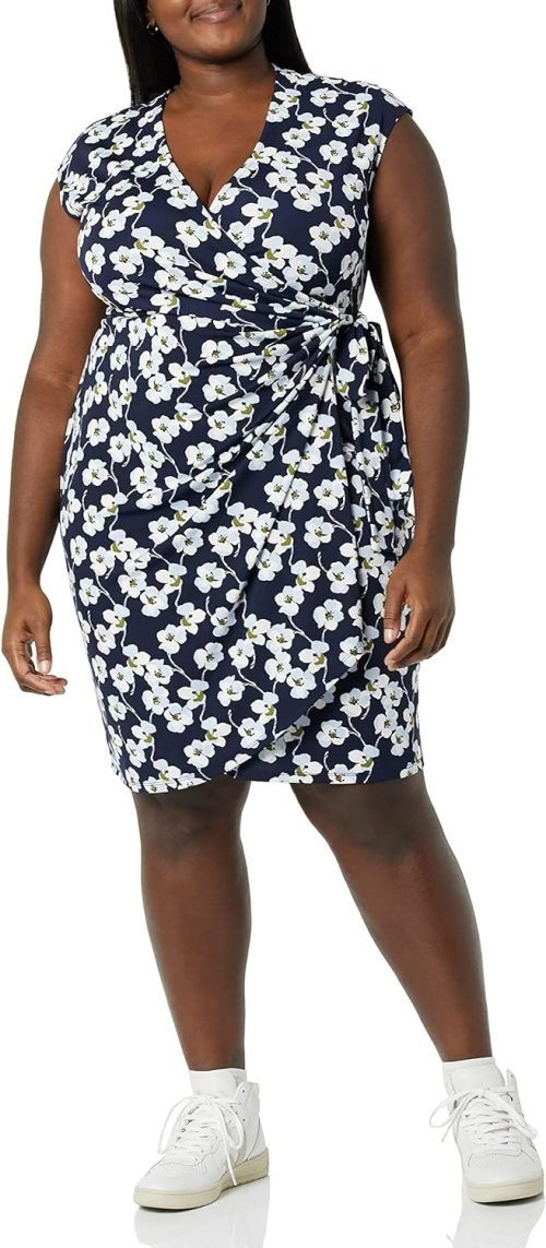 Women's Classic Cap Sleeve Wrap Dress (Available in Plus Size)