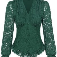 Scarlet Darkness Women's Medieval Shirt with Lace Gothic Shirt