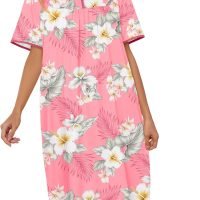 House Dresses  for Women with Pockets  Dresses Short Sleeve for Women Nightgown Lounge Dress