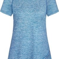 Woman Raglan Sleeve Round Neck Irregular Hem Yoga Workout Shirt Sizes M-3XL