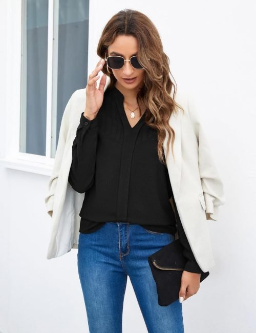 Women's Dressy Casual Tops Business Long Sleeve Shirts Work Blouses Fall Clothes 2023