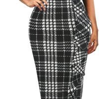 Women's Vintage Short Sleeve Polka Dot Falbala Fold Slim Fit Pencil Dress