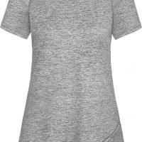 Woman Raglan Sleeve Round Neck Irregular Hem Yoga Workout Shirt Sizes M-3XL