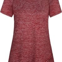 Woman Raglan Sleeve Round Neck Irregular Hem Yoga Workout Shirt Sizes M-3XL