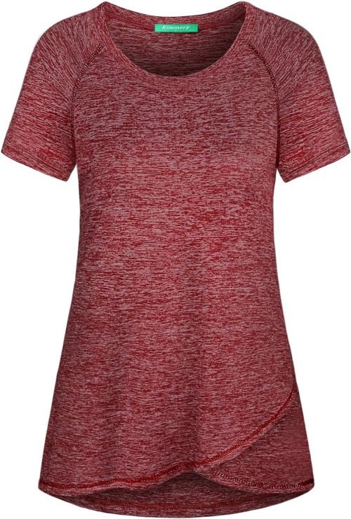 Woman Raglan Sleeve Round Neck Irregular Hem Yoga Workout Shirt Sizes M-3XL