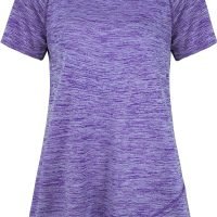 Woman Raglan Sleeve Round Neck Irregular Hem Yoga Workout Shirt Sizes M-3XL