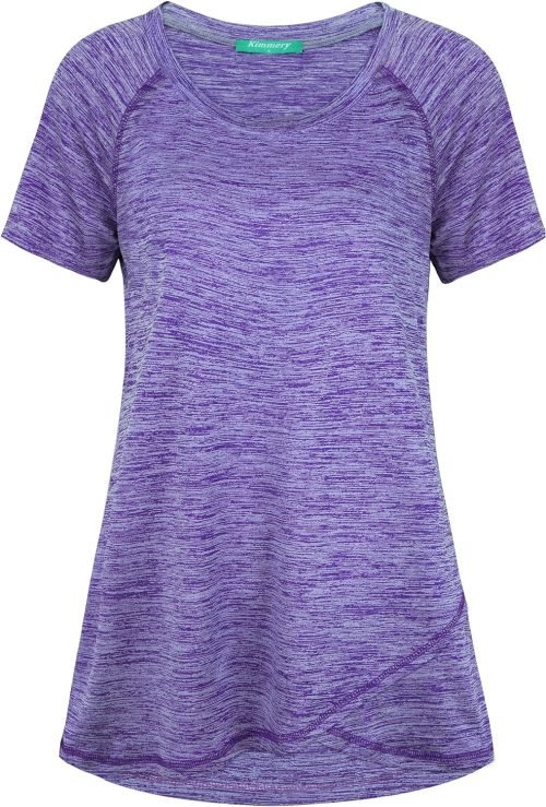 Woman Raglan Sleeve Round Neck Irregular Hem Yoga Workout Shirt Sizes M-3XL