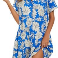 Cotton House Dress Women's Classic Nightgown Short Sleeve Housecoat Button-Up Front Duster Robe…