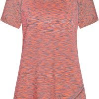 Woman Raglan Sleeve Round Neck Irregular Hem Yoga Workout Shirt Sizes M-3XL