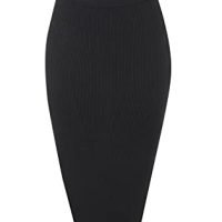 Women's Elastic Waist Knitted Split Tube Pencil Midi Skirt