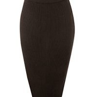 Women's Elastic Waist Knitted Split Tube Pencil Midi Skirt