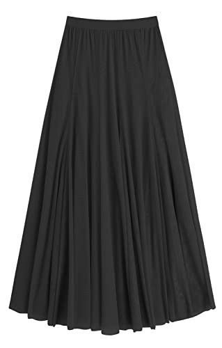 Women's Tulle Skirt Elastic High Waist Layered Pleated Mesh Flowy A-line Midi Skirt