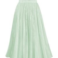 Women High Elastic Waist Pleated Midi Long Skirt Swing A-line Skirts