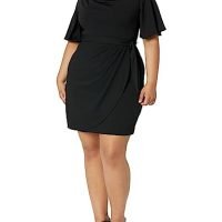 Women's Crepe Desk to Dinner Cowl Neck Dress