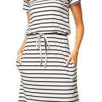 Womens Hide Belly Mid Length Work Casual Dress with Pockets