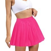 Women Short Uniform High Waist Pleated Skater Tennis Skirt with Shorts
