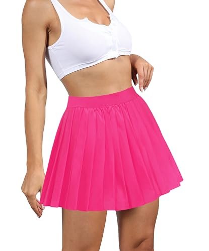 Women Short Uniform High Waist Pleated Skater Tennis Skirt with Shorts