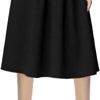 Women's Flared A line Pocket Skirt High Waist Pleated Midi Skirt