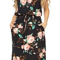 Womens Hide Belly Mid Length Work Casual Dress with Pockets