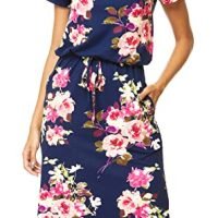 Womens Hide Belly Mid Length Work Casual Dress with Pockets