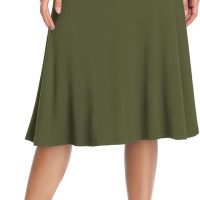 Women's Ruched Waist Stretchy Flared Yoga Skirt High Waist Midi Skirt for Women
