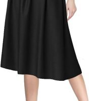 Women's Flared A line Pocket Skirt High Waist Pleated Midi Skirt