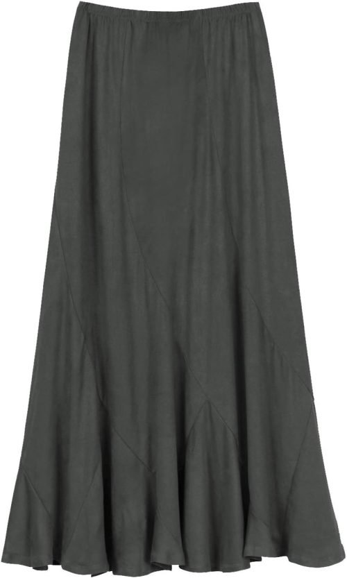 Women's Vintage Elastic Waist A-Line Long Midi Skirt