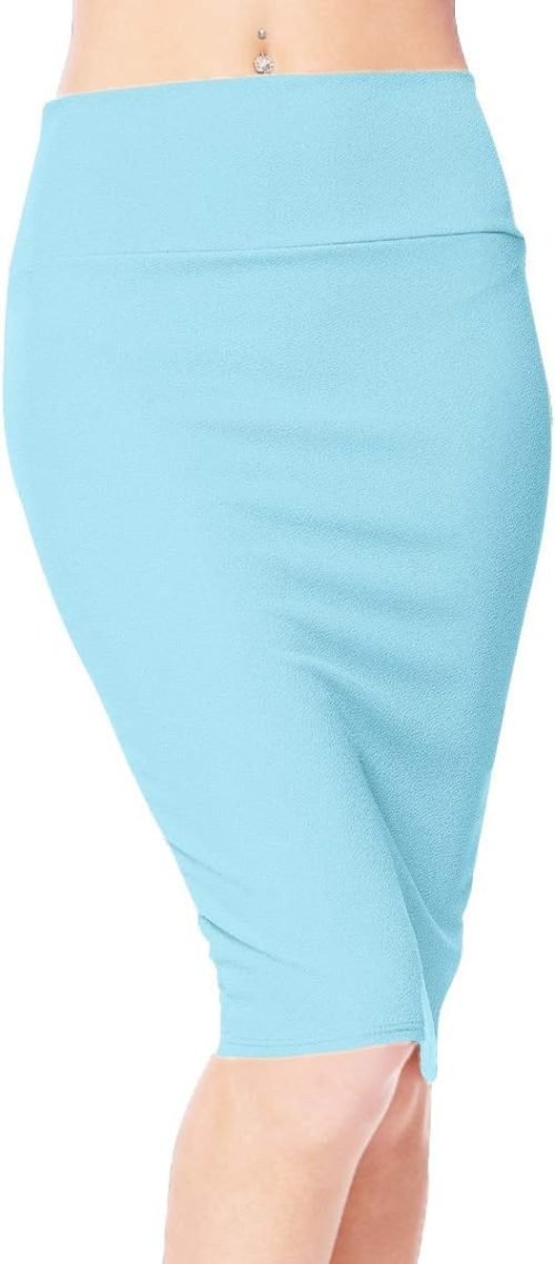 Women's Elastic Waist Stretch Bodycon Midi Pencil Skirt