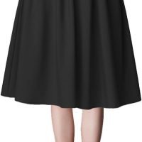 Women's Flared A line Pocket Skirt High Waist Pleated Midi Skirt