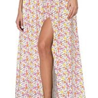 51_YOxFy3EL Women's Print Long Skirts High Waist Split A Line Full Length Maxi Skirt