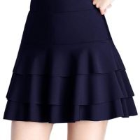 Stretchy Flared Ruffle Layered Mini Skater Skirts for Women