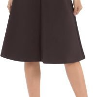 Women's A-Line Elastic High Waist Flare Work Midi Knee Length Stretchy Skirt