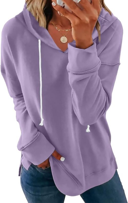 Women Casual Hoodie Long Sleeves Fashion Pullover Sweatshirts Loose Fit Tunic Winter Tops Comy Shirts
