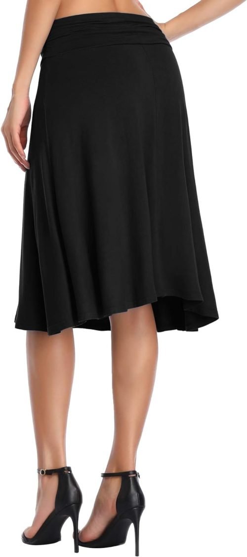 Women's Ruched Waist Stretchy Flared Yoga Skirt High Waist Midi Skirt for Women