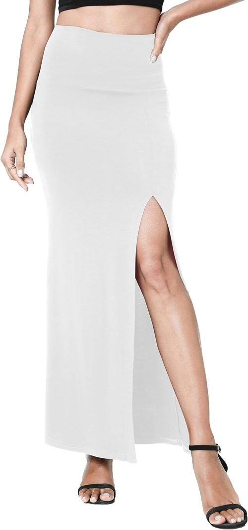 Women's Vintage High Waist Bodycon Split Maxi Skirt