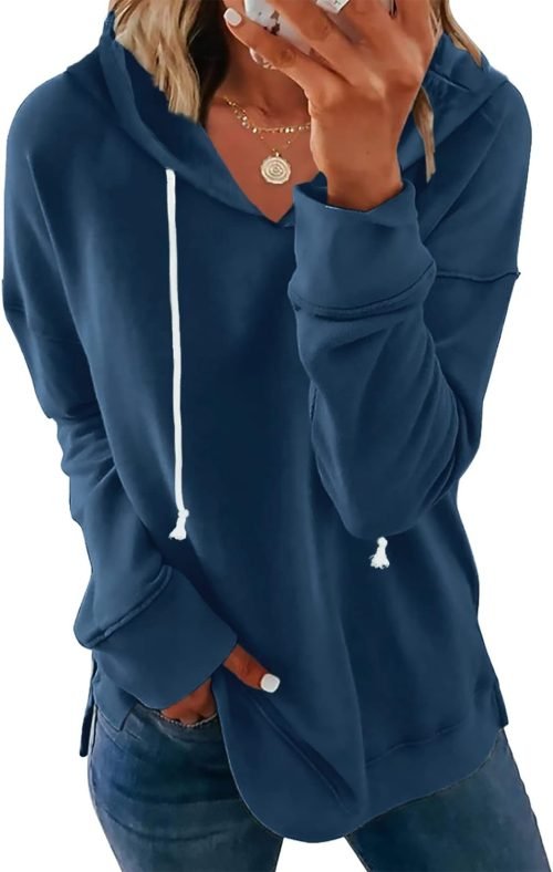 Women Casual Hoodie Long Sleeves Fashion Pullover Sweatshirts Loose Fit Tunic Winter Tops Comy Shirts