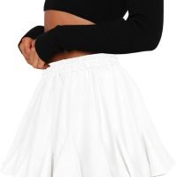 Women's Pleated Skater Skirt with Pockets High Waisted Ruffles Flared Mini Short Skirts