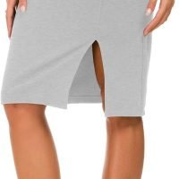 Women's Knee Length Stretch Pencil Skirt High Waisted Bodycon Midi Straight Skirt