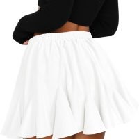 Women's Pleated Skater Skirt with Pockets High Waisted Ruffles Flared Mini Short Skirts