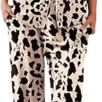 Women Pajamas Set Button Down Sleepwear Short Sleeve Nightwear with Long Pants Soft Pjs Set with Pockets S-XXL