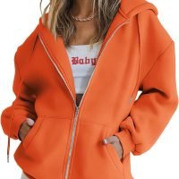 Womens Zip Up Hoodies Long Sleeve Sweatshirts Fall Outfits Oversized Sweaters Casual Fashion Jackets