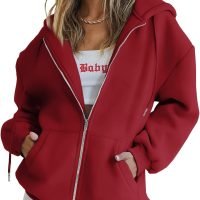 Womens Zip Up Hoodies Long Sleeve Sweatshirts Fall Outfits Oversized Sweaters Casual Fashion Jackets