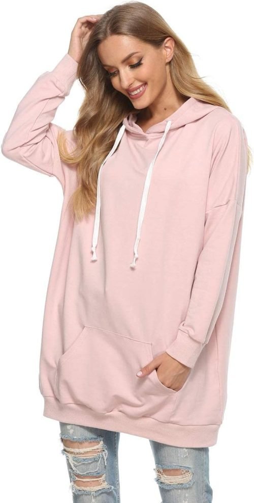 Womens Oversized Hoodie Extra Long Hooded Tunic Sweatshirt with Pockets