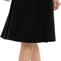 Women's A-Line Elastic High Waist Flare Work Midi Knee Length Stretchy Skirt