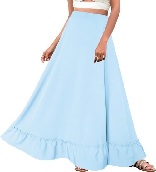 Women Plus Size Maxi Skirt Vintage High Waist Long Skirt with Pockets