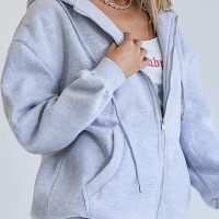 Womens Zip Up Hoodies Long Sleeve Sweatshirts Fall Outfits Oversized Sweaters Casual Fashion Jackets