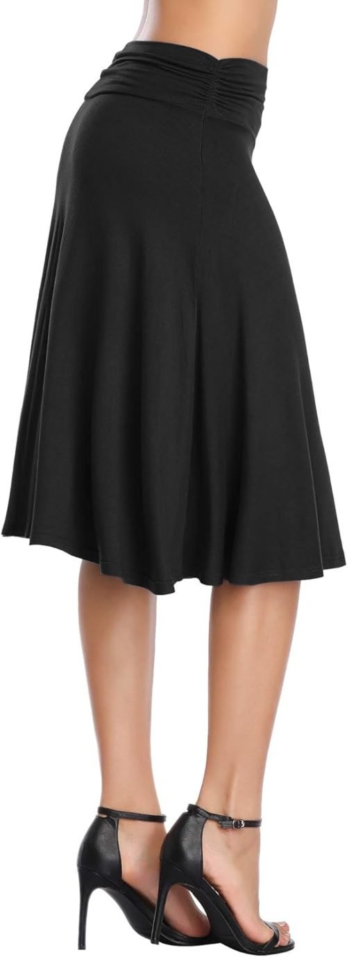 Women's Ruched Waist Stretchy Flared Yoga Skirt High Waist Midi Skirt for Women