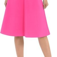 Women's A-Line Elastic High Waist Flare Work Midi Knee Length Stretchy Skirt